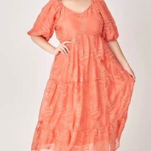Fern Rust Puff Sleeve Curvy Dress